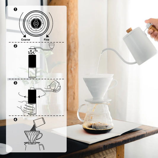 AGCAN Portable Manual Coffee Grinder with Ceramic Burr and 304 Stainless Steel Hand Crank - Adjustable for Fine to Coarse Grind - Ideal for Outdoor, Travel, and Espresso Use