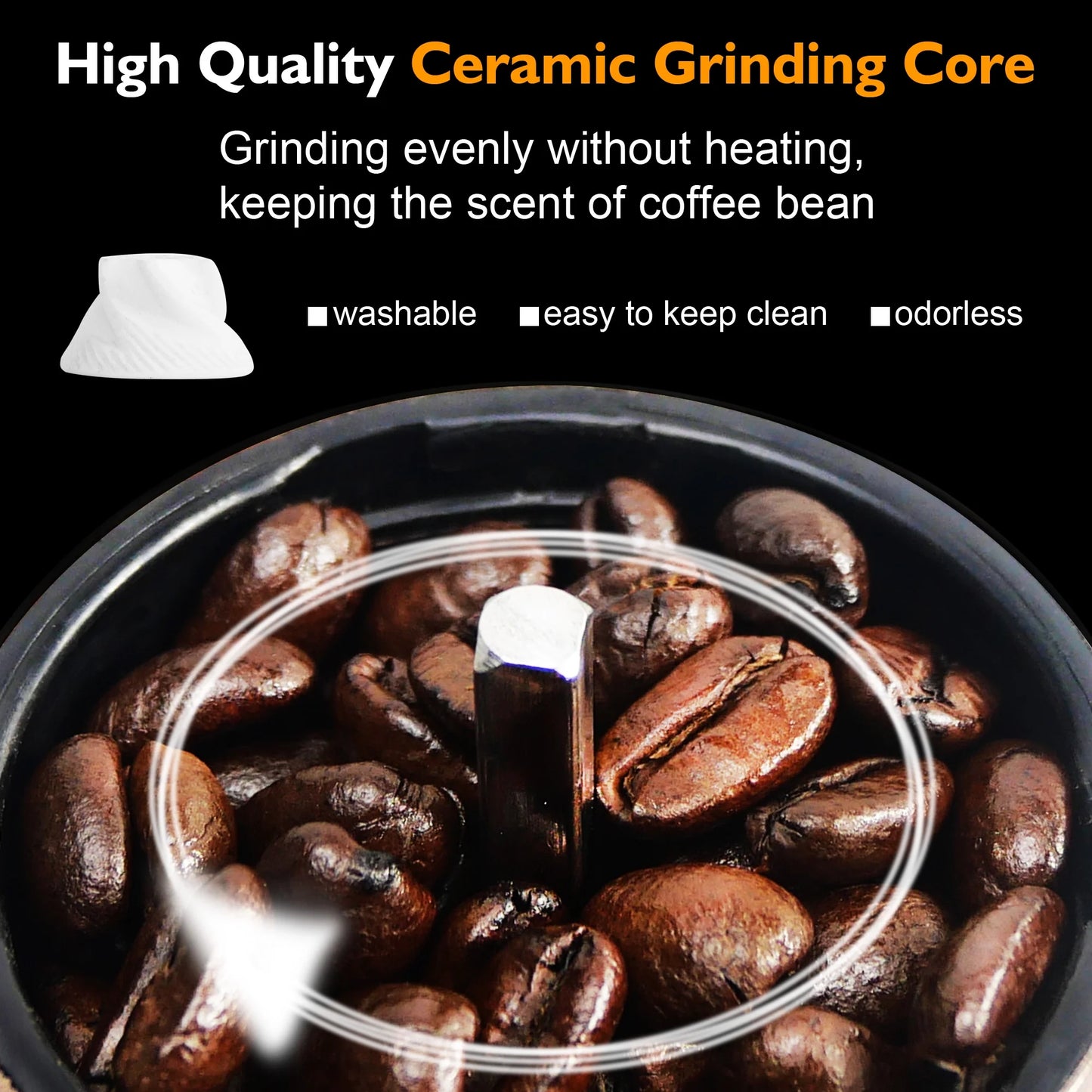 AGCAN Portable Manual Coffee Grinder with Ceramic Burr and 304 Stainless Steel Hand Crank - Adjustable for Fine to Coarse Grind - Ideal for Outdoor, Travel, and Espresso Use