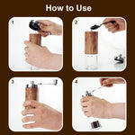 AGCAN Portable Manual Coffee Grinder with Ceramic Burr and 304 Stainless Steel Hand Crank - Adjustable for Fine to Coarse Grind - Ideal for Outdoor, Travel, and Espresso Use