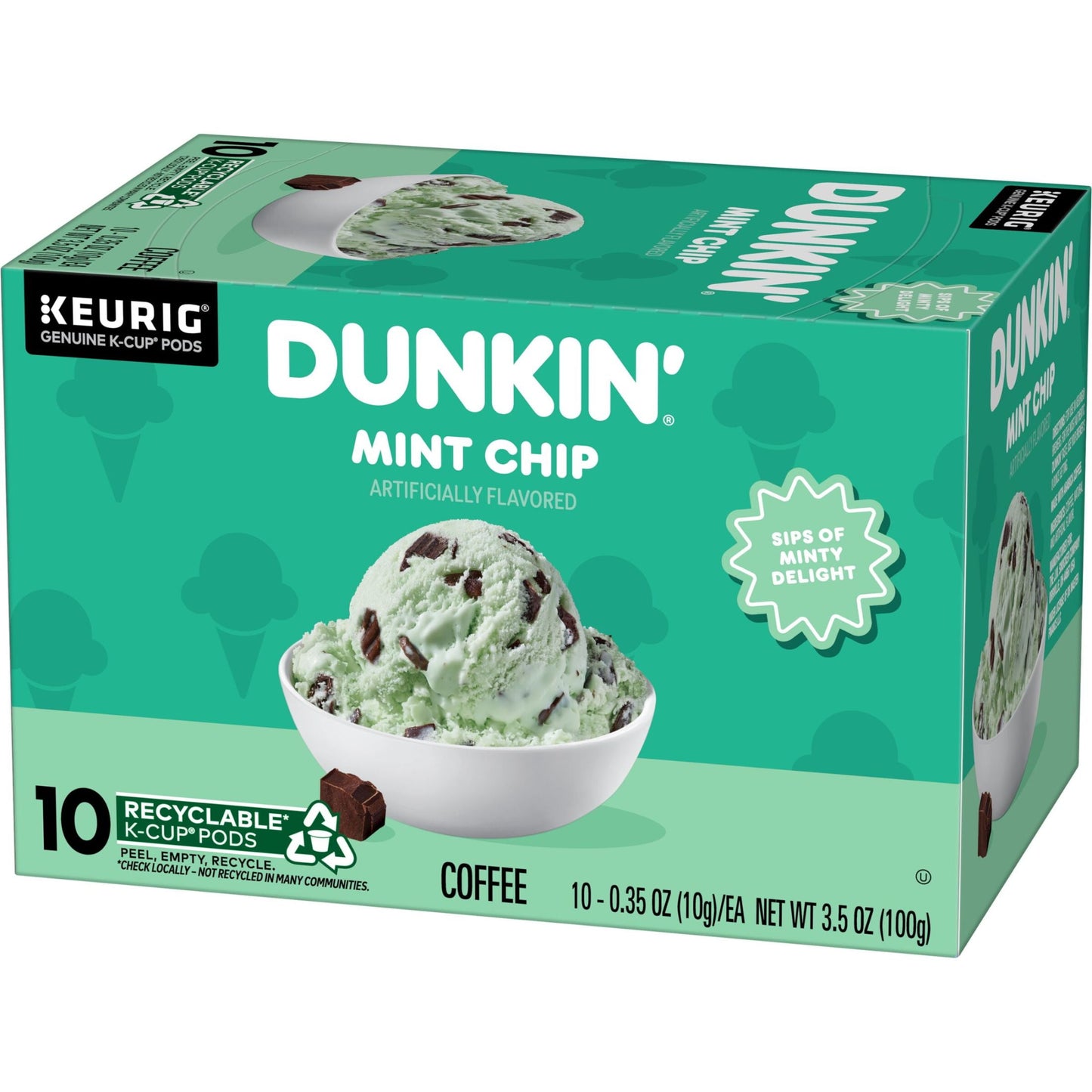Dunkin' Mint Chip Flavored Coffee, Keurig K-Cup Pods, 10 Count Box